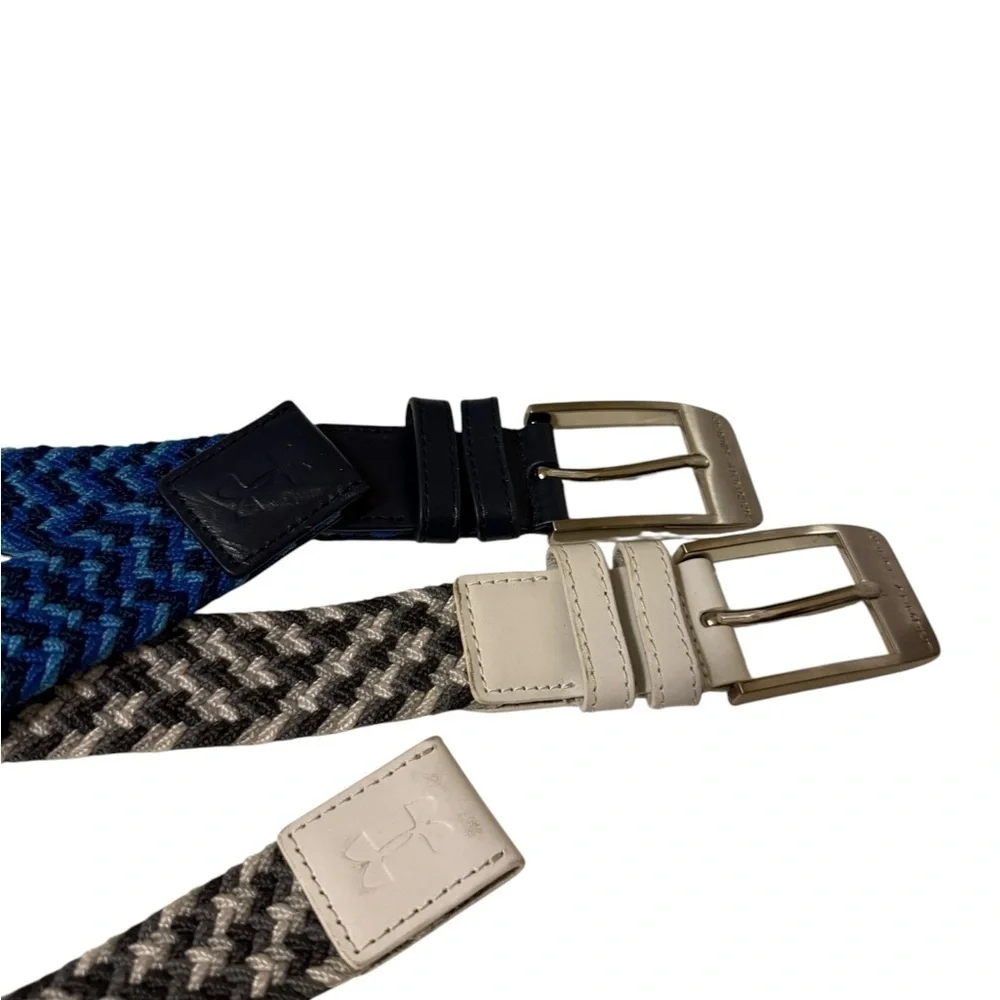 Men's Blue and Black Woven Belt